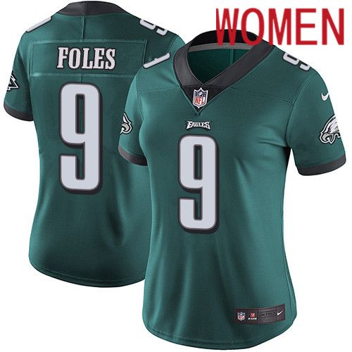 Women Philadelphia Eagles #9 Nick Foles Nike Midnight Green Vapor Limited NFL Jersey->women nfl jersey->Women Jersey